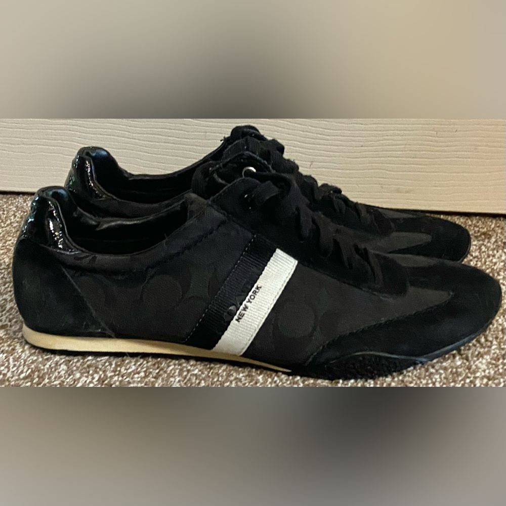 COACH Kourtney Signature Canvas Black Suede Fashion Sneakers - Sz 11B - Picture 4 of 6